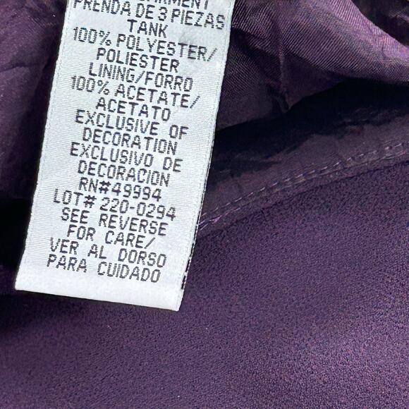 R&M Richards Top Women Size 18 Tall Purple Beaded Embroidered Lined Event Tank - Picture 9 of 12